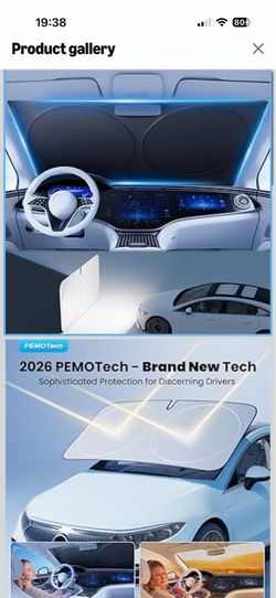 PEMOTech 2026 Upgraded Sedan Windshield Sun Shade for BMW/Benz/Porsche/Tesla, Thickened Overlapping Car Window Shades, Blocks 99% Rays & Keeps Interio