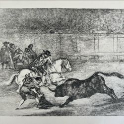 NOBLEMAN BREAKING DARTS BULLRING Original Vintage Fine Art GOYA Spain Print 60’s Printed Antique Collectible Spanish Bullfighting Historic Fighting