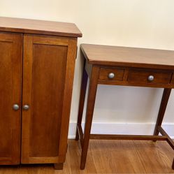 Wood Cabinet + Console Table – 2-Piece Set, Good Condition