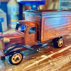 Wooden hand crafted toy trucks