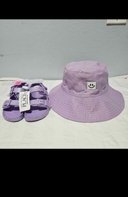 Girls' Glitter Sandals and Sun Hat — Featuring a Smiley Face, Summer Sun Protection, Cotton, Unisex