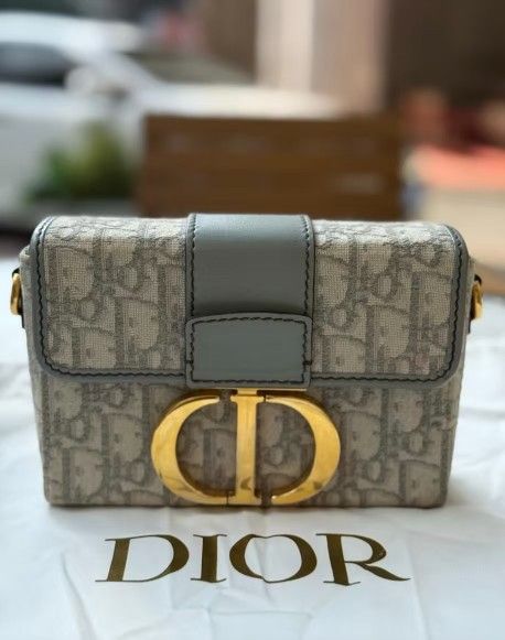 Dior grey embroidered old Montaigne box bag