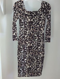 Women's Premier Amour brand Leopard 3/4 Sleeve Knee Length Dress size 6