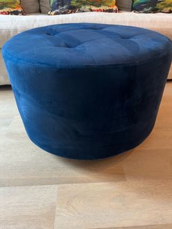 Royal Blue Velvet Swivel Ottoman