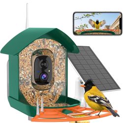 Bird Feeder with Camera,WiFi Smart Bird House with Cam Solar Powered for Outdoor,AI Identify,App Notification,Night Vision,2K Live View,Auto Record Vi