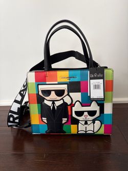 NWT Karl Lagerfeld Paris Maybelle Pixel Choupette Satchel & Crossbody ($228 MSRP)