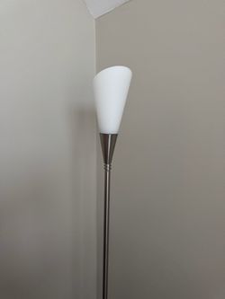 Brushed nickel torchiere floor lamp