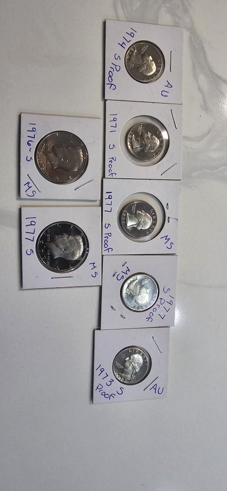 1971,73,74,77 Proof Quarters 