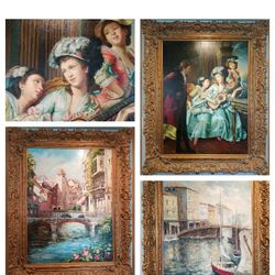 Huge 5Ft Original Fine Oil Portrait Painting s Ornate Scroll Framed