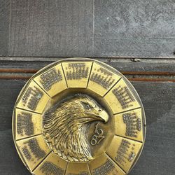 Vintage Eagle Calendar Coin Brass Gold Figure 