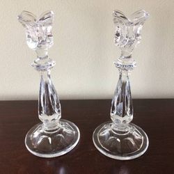 Vintage Pair Gorham Crystal Candle Holders in Retired Viscount Pattern
