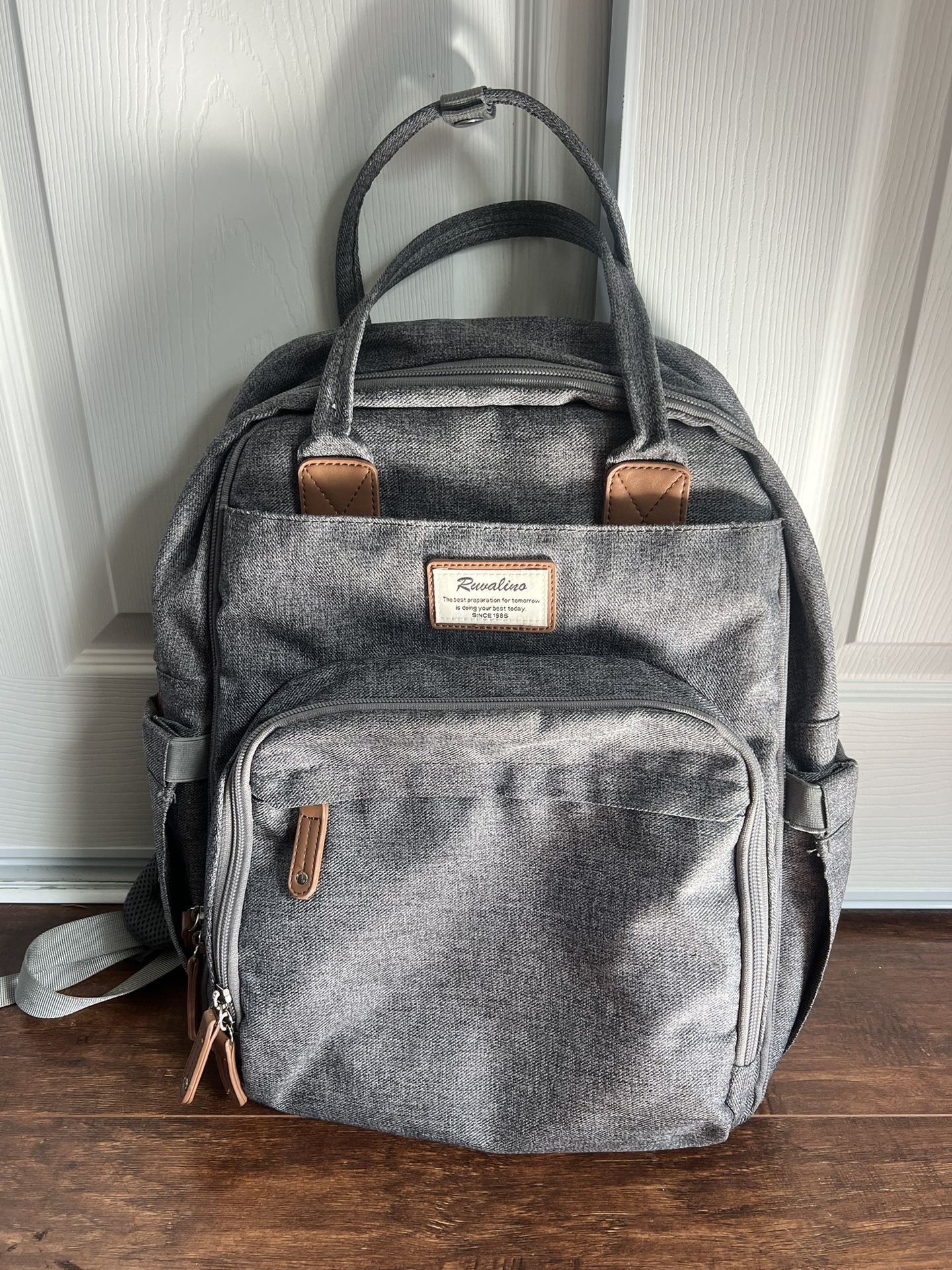 Ruvalino Gray Diaper Backpack Diaper Bag 