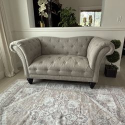 Loveseat & Accent Arm Chair for Living Room, Linen Fabric