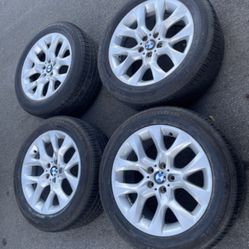 4 — 255/50r19 5x120 5x4.72 Stock BMW X5 X3 X1 530 Wheels Rims Good 80% Treads Continental Tires !!!
