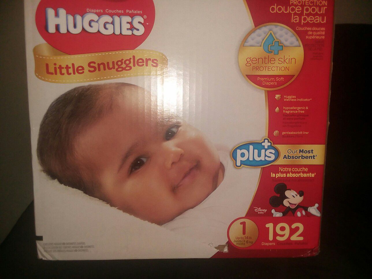 Box Of Huggies Diapers. 1 Pack Was Used But Their To Small For My Son Now. There's 128 Instead Of 192