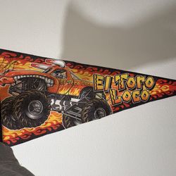Monster truck el toro loco pennant flag monster jam poster