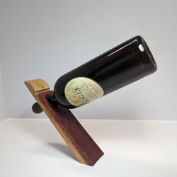 Repurposed Oak Barrel Stave - Levitating Wine Bottle Holder - Floating - Magic Bottle - Gift