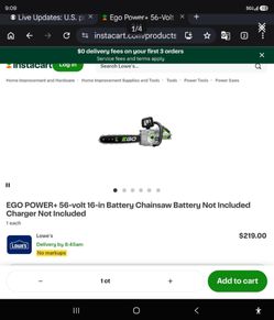 (Like New) Ego 16 inch chainsaw