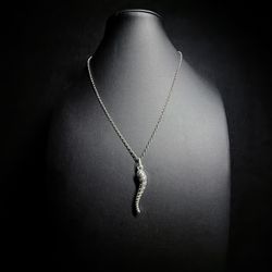 ✨ 925 Sterling Silver Italian Horn Pendant & Necklace 18”✨