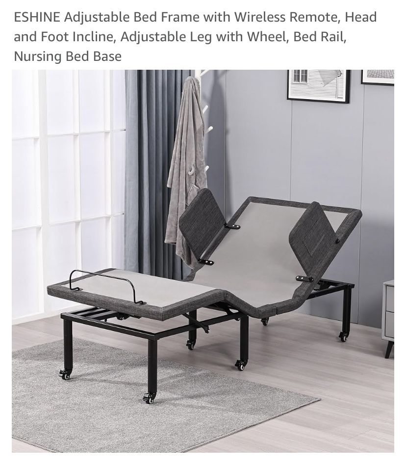 Adjustable Bed With Rails - Must Sale ASAP $375