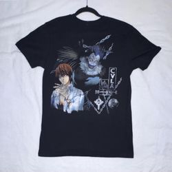Cvla x Death Note Light and Ryuk Graphic Tee Washed Black Medium