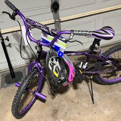 Brand New Purple 20 inch BMX bike with helmet and lock! 
