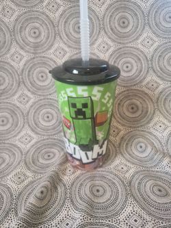Minecraft Cup W/ straw