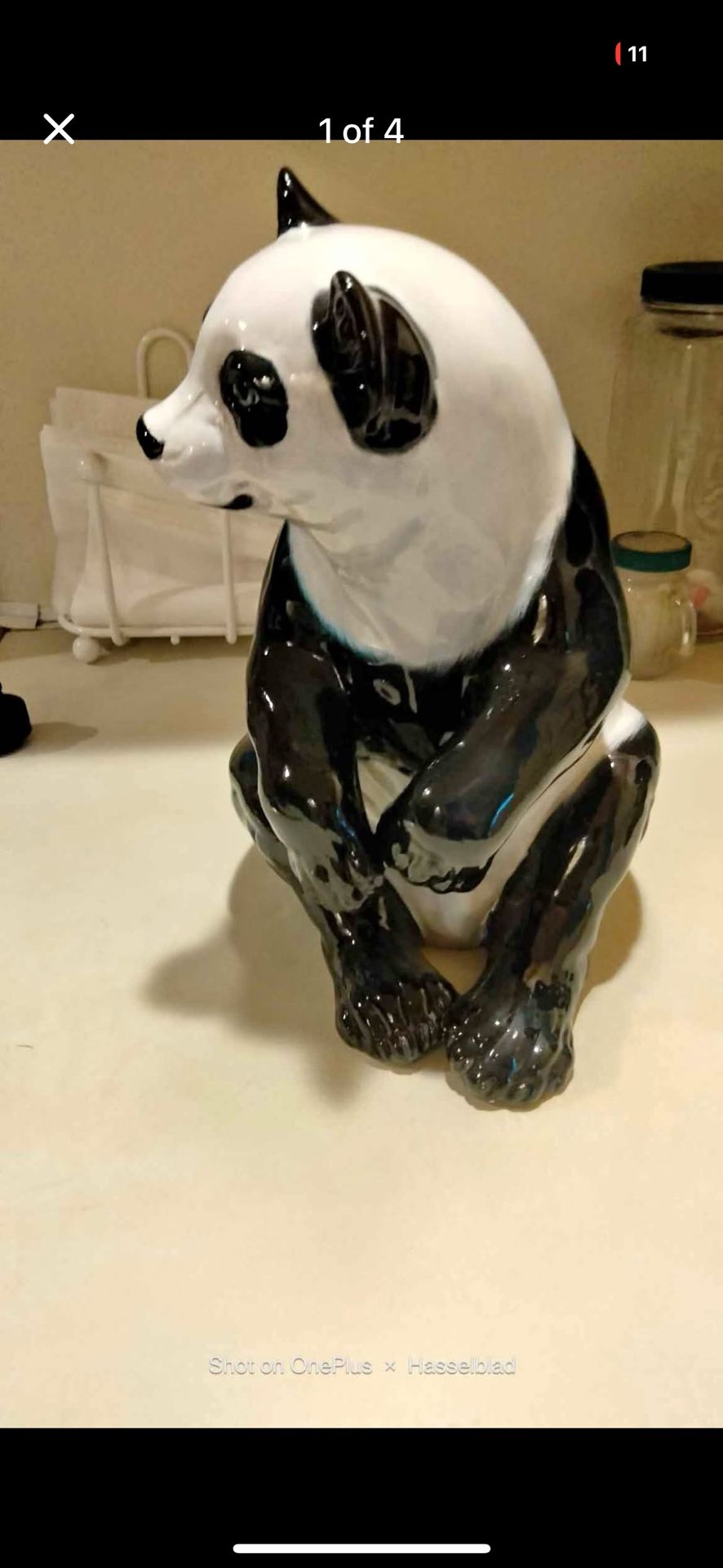 Beautiful 12” X 9” Antique Italian PANDA BEAR STATUE Signed Italy. Only $65 Firm. For Coffee Table, Shelf Or Floor.