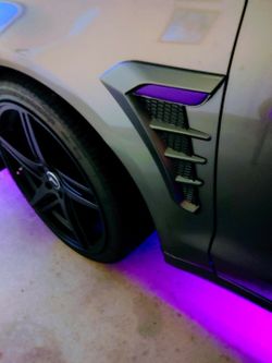 1 Pair Car Fender Side Vents Cover, Self-Adhesive Air Intake Flow Side Fender Sticker Fit, Shiny Black