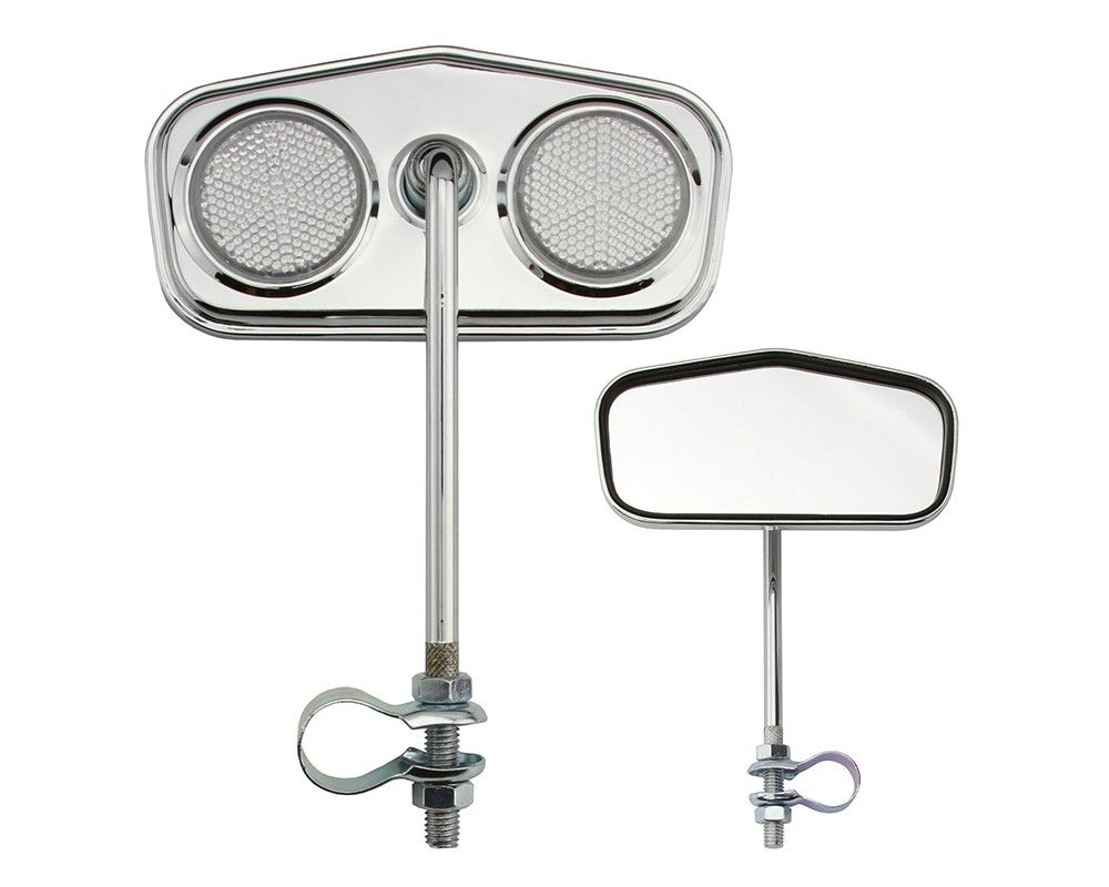 NEW Rectangular Chrome Mirror W/ Reflectors