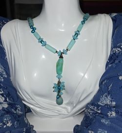Vintage 25" Peruvian Opal 3.25 " Focal Necklace