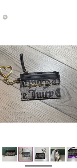 Juicy Couture Black and Gray LOGO Wallet Card Holder with Gold Chain & Letter