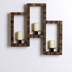 Brown Grooved Candle Sconce 