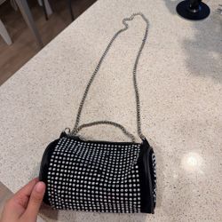 Black velvet handbag