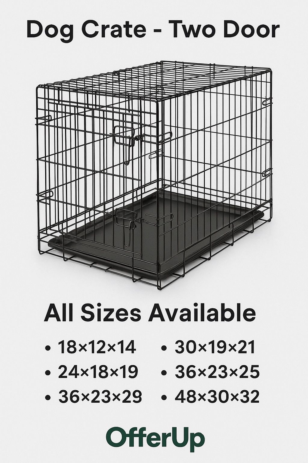 🦴 Dog Crate Two Door – All Sizes Available (Training Kennel, Folding, Easy Clean)