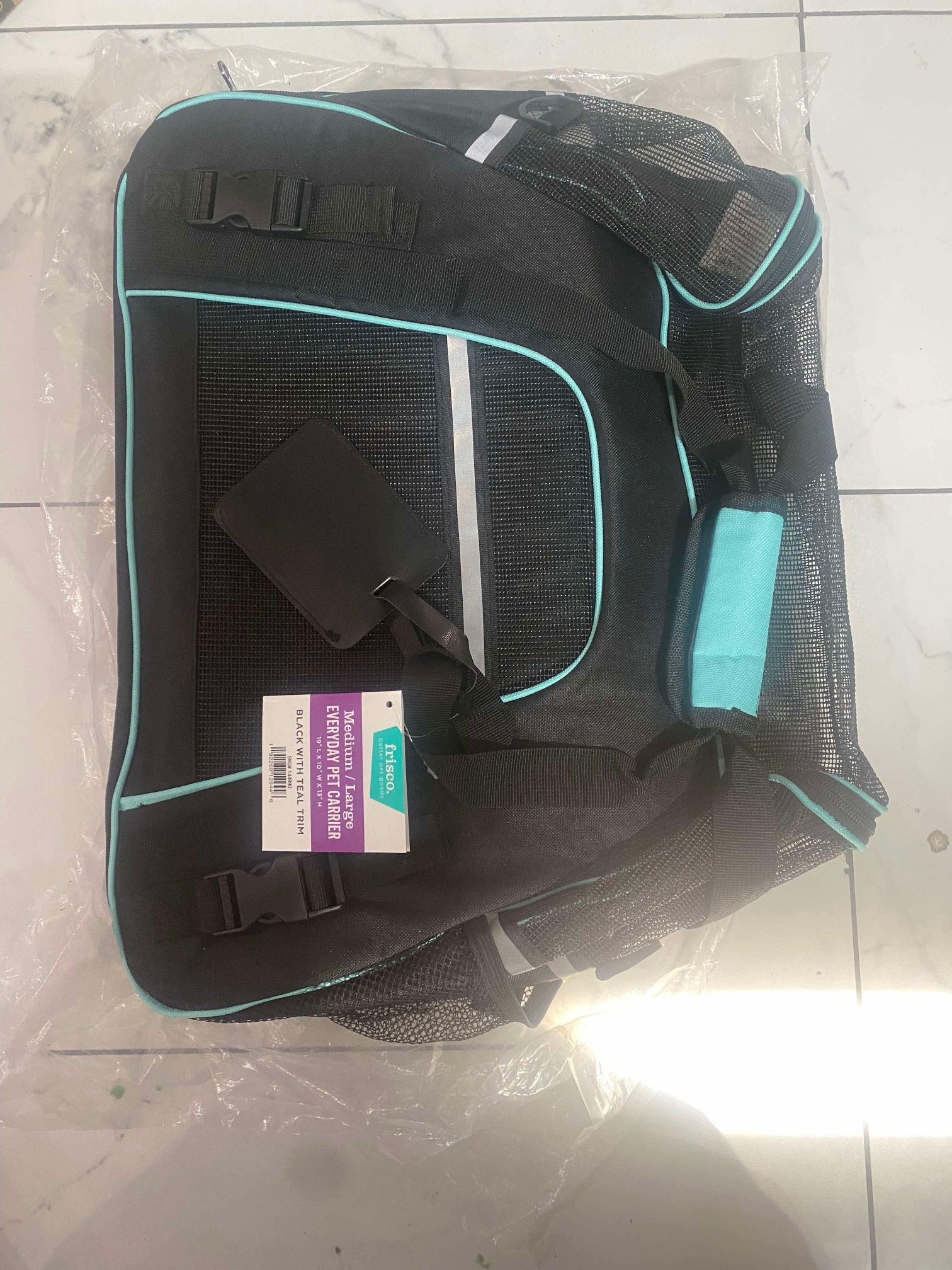 FRISCO Medium/Large Pet Carrier FRISCO Black w/Blue Trim Brand New