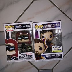 Black Widow Glow Chase And Doctor Strange Supreme Glow In Dark Bundle Funko Pops 