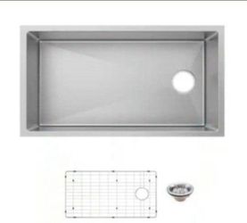 Glacier Bay Tight Radius 36 in. Undermount Single Bowl 18 Gauge Stainless Steel Kitchen Sink with Accessories