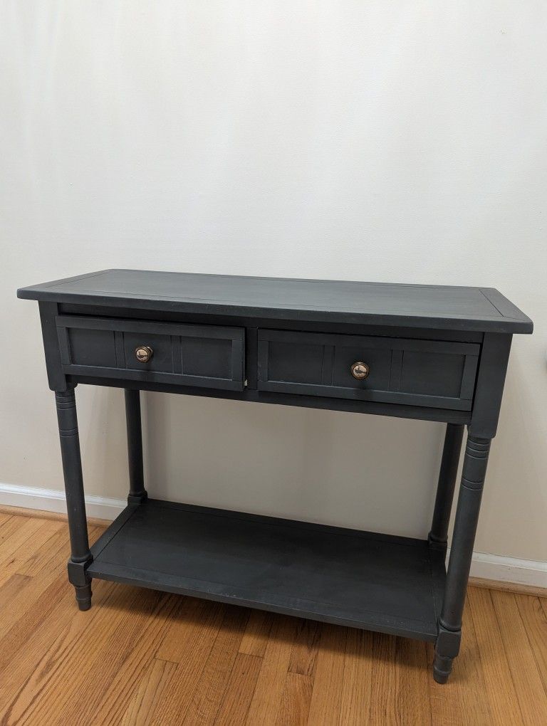 35.43" Navy Wood Console/ Entryway Table 