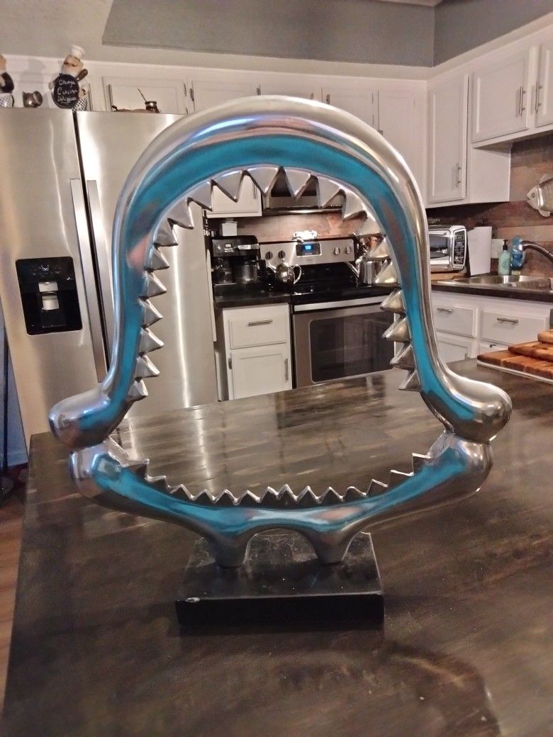 Steel Shark Jaws With Base! Very Unique