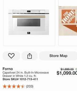 Forno Capoliveri 24 in. Built-In Microwave Drawer in White 1.2 cu. ft.
