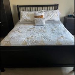 Queen Bed, Mattress, Dresser 