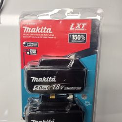 Makita 5.0 - 18v 2 Pack Batteries 