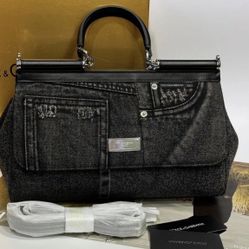 Dolce & Gabbana Denim Sicily Bag Black 10/10