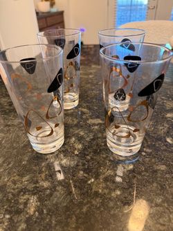 4 retro atomic drinking glasses