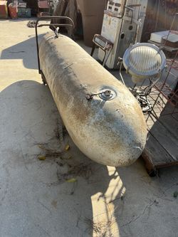 Vintage Gas Tank Fuselage With Vintage Cart