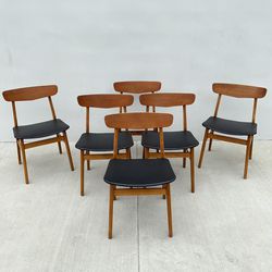 Vintage Danish Modern Teak & Beech Model 210 Dining Chairs by Farstrup