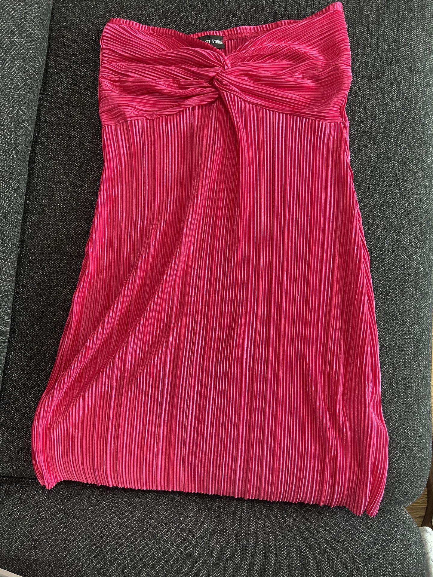 Pink Pleated Mini Dress