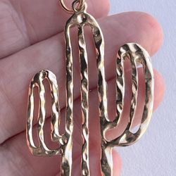 Gold-tone Cactus 2” Necklace Charm