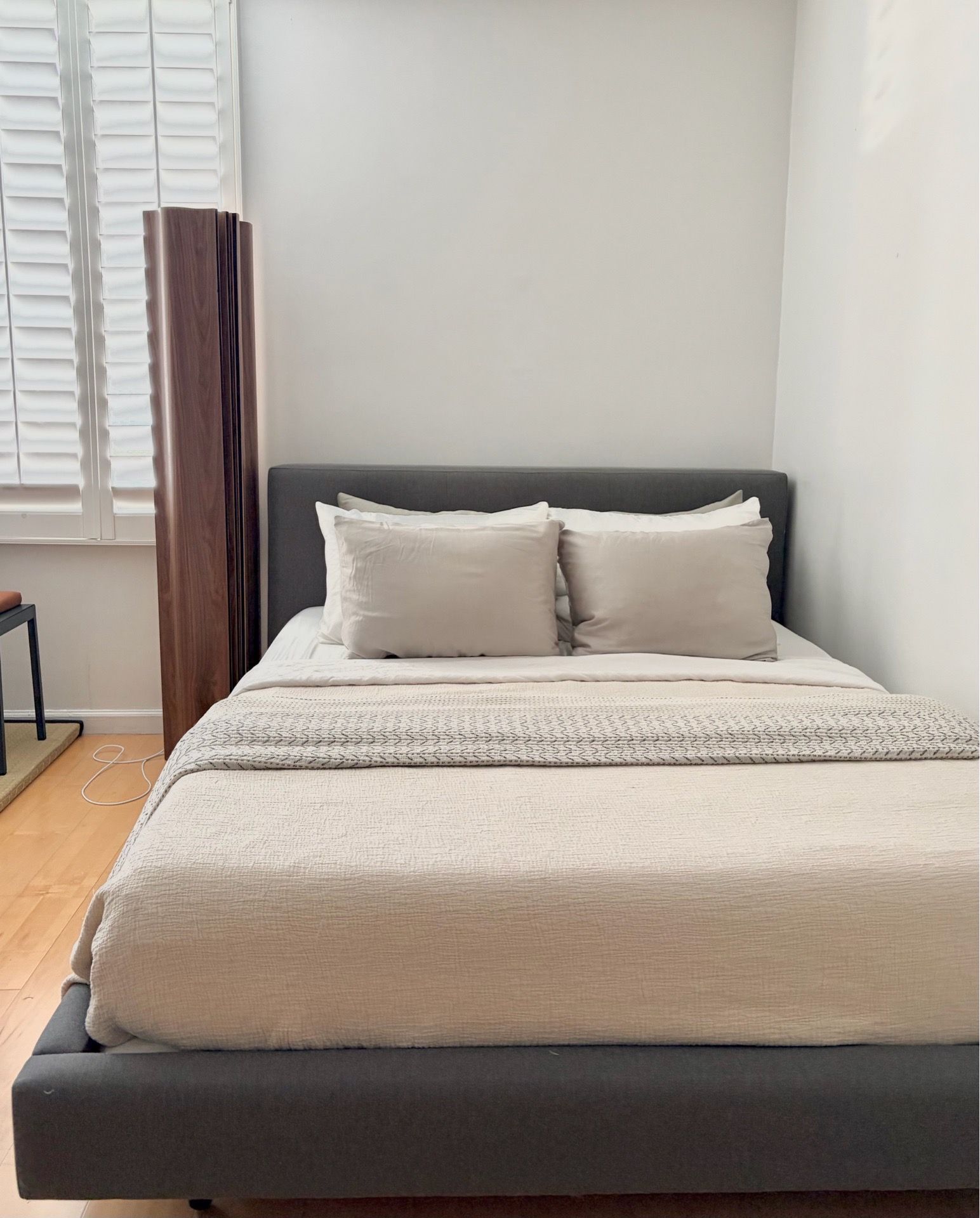 Crate & Barrel Tate Upholstered Queen Bed Frame